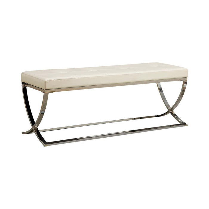 Walton Bench with Metal Base White and Chrome - VIP FURNITURE (NJ)