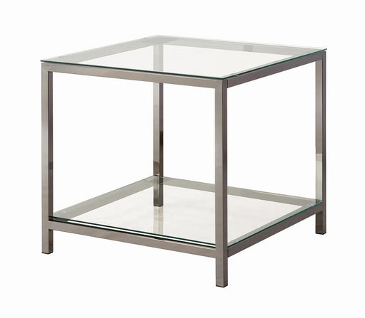 Trini End Table with Glass Shelf Black Nickel - VIP FURNITURE (NJ)