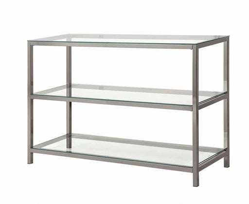Trini Sofa Table with Glass Shelf Black Nickel - VIP FURNITURE (NJ)