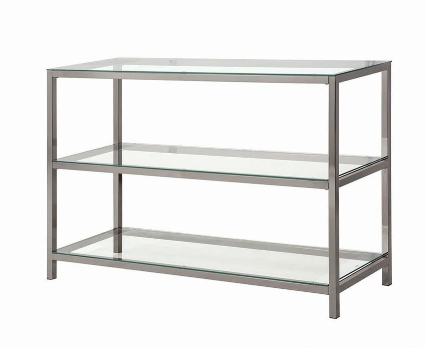 Trini Sofa Table with Glass Shelf Black Nickel - VIP FURNITURE (NJ)
