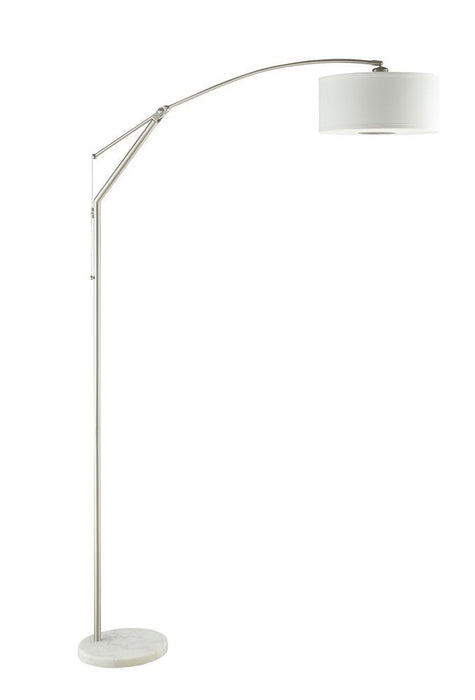 Moniz Adjustable Arched Arm Floor Lamp Chrome and White - VIP FURNITURE (NJ)