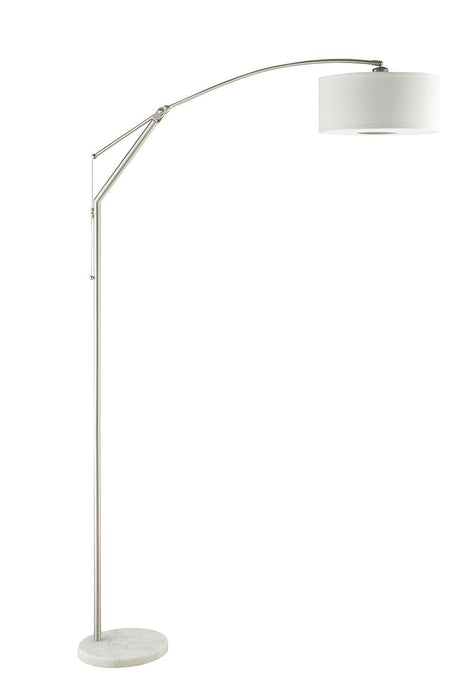 Moniz Adjustable Arched Arm Floor Lamp Chrome and White - VIP FURNITURE (NJ)