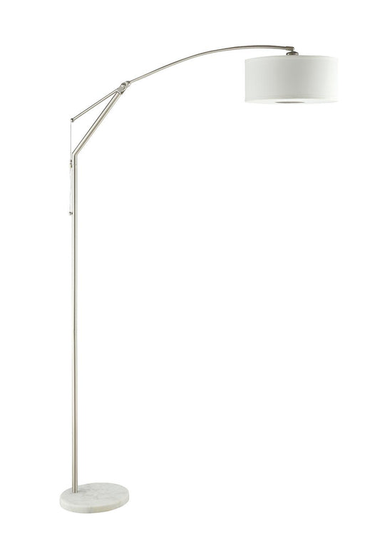 Moniz Adjustable Arched Arm Floor Lamp Chrome and White - VIP FURNITURE (NJ)