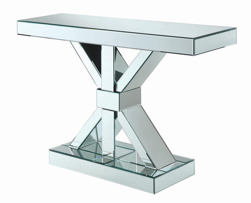 Lurlynn X-shaped Base Console Table Clear Mirror - VIP FURNITURE (NJ)