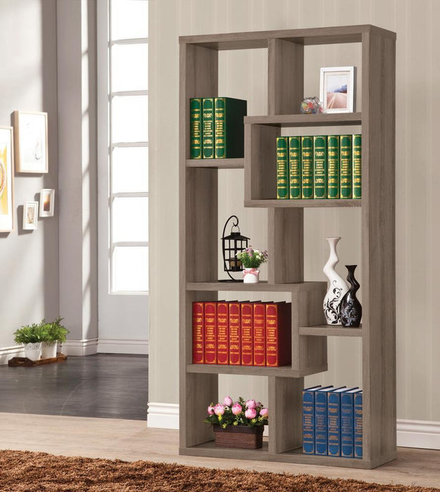 Theo 10-shelf Bookcase Weathered Grey - VIP FURNITURE (NJ)