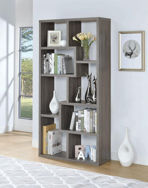 Theo 10-shelf Bookcase Weathered Grey - VIP FURNITURE (NJ)