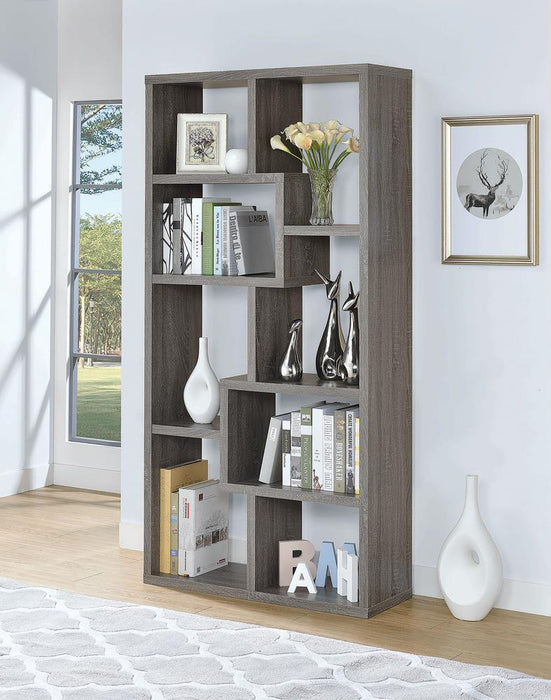 Theo 10-shelf Bookcase Weathered Grey - VIP FURNITURE (NJ)