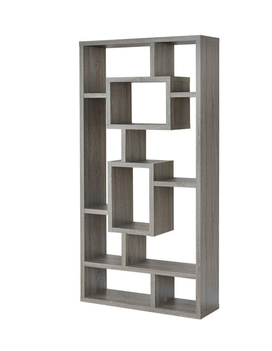 Howie 10-shelf Bookcase Weathered Grey - VIP FURNITURE (NJ)