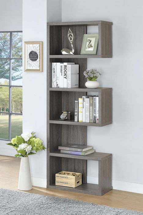 Joey 5-tier Bookcase Weathered Grey - VIP FURNITURE (NJ)