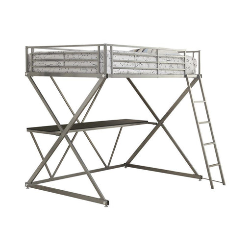 Hyde Full Workstation Loft Bed Silver - VIP FURNITURE (NJ)
