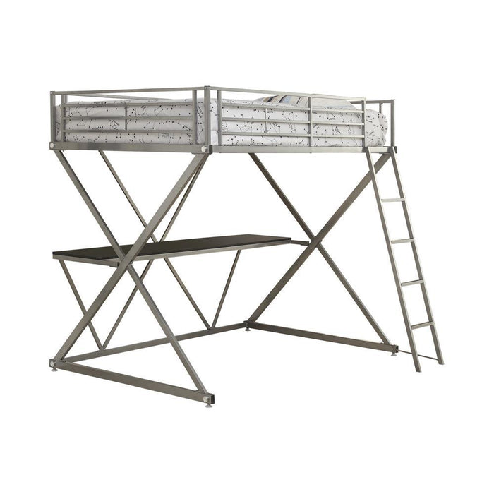 Hyde Full Workstation Loft Bed Silver - VIP FURNITURE (NJ)