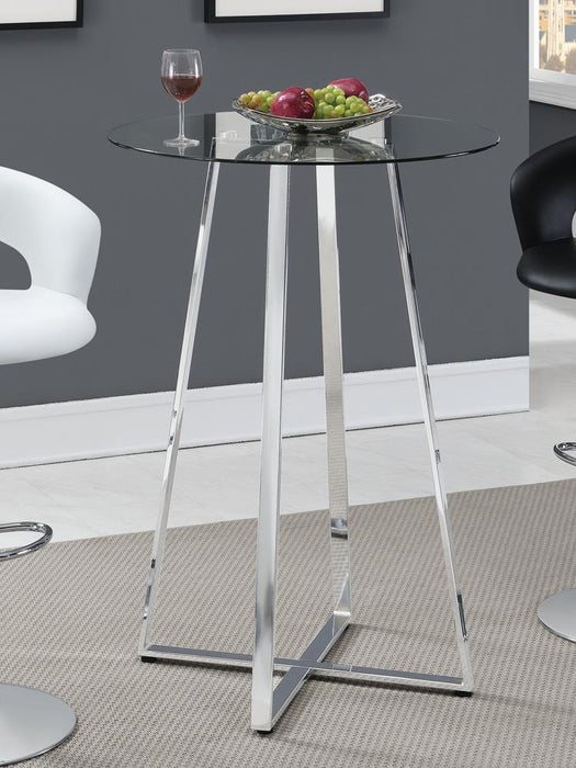 Zanella Glass Top Bar Table Chrome - VIP FURNITURE (NJ)