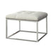 Swanson Upholstered Tufted Ottoman White and Chrome - VIP FURNITURE (NJ)