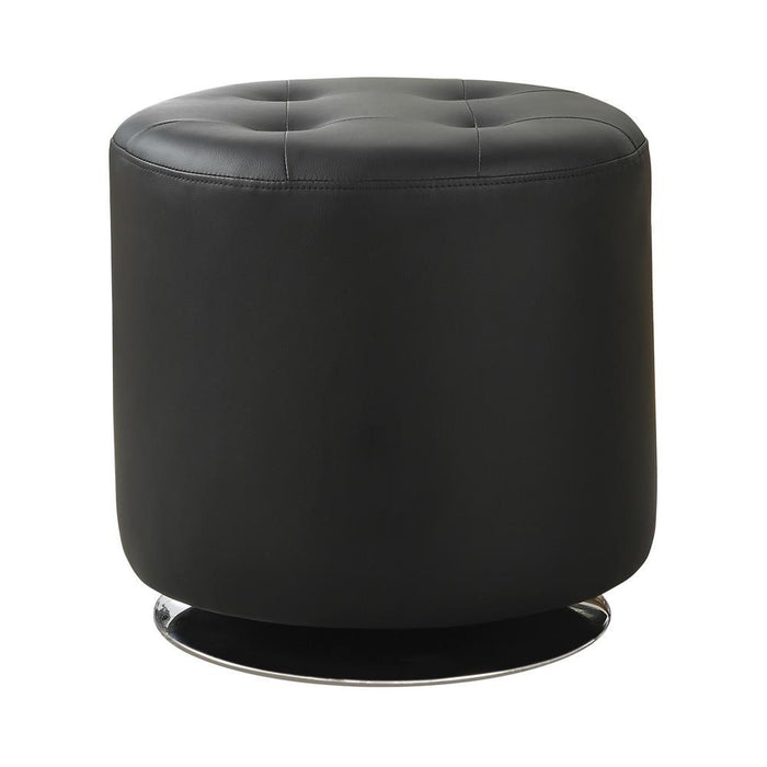 Bowman Round Upholstered Ottoman Black - VIP FURNITURE (NJ)