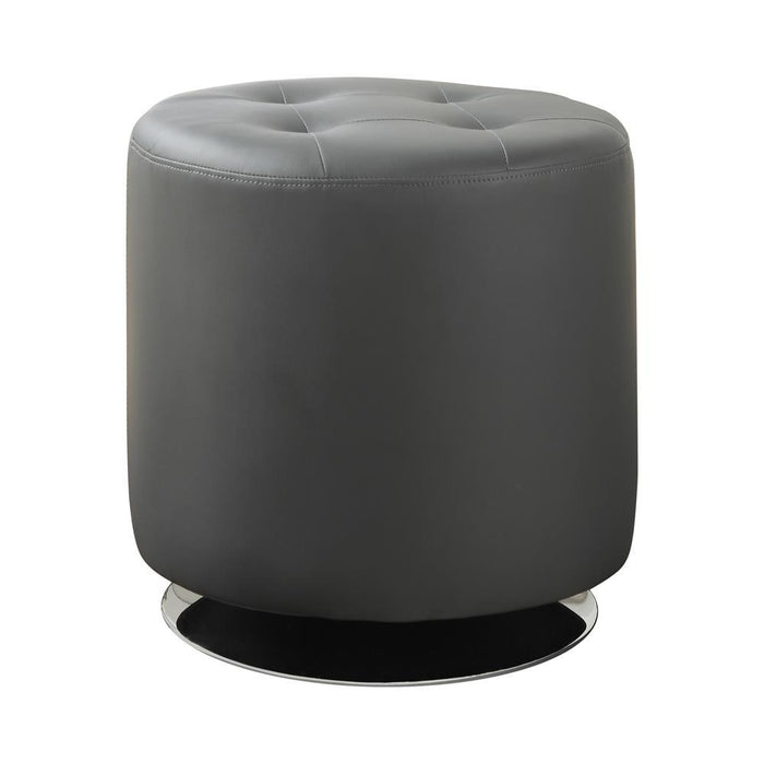 Bowman Round Upholstered Ottoman Grey - VIP FURNITURE (NJ)