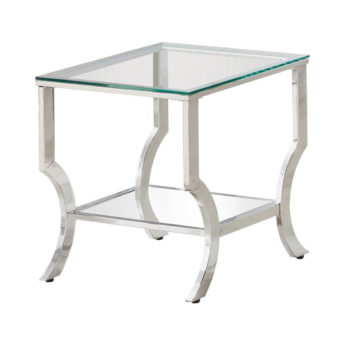 Saide Square End Table with Mirrored Shelf Chrome - VIP FURNITURE (NJ)