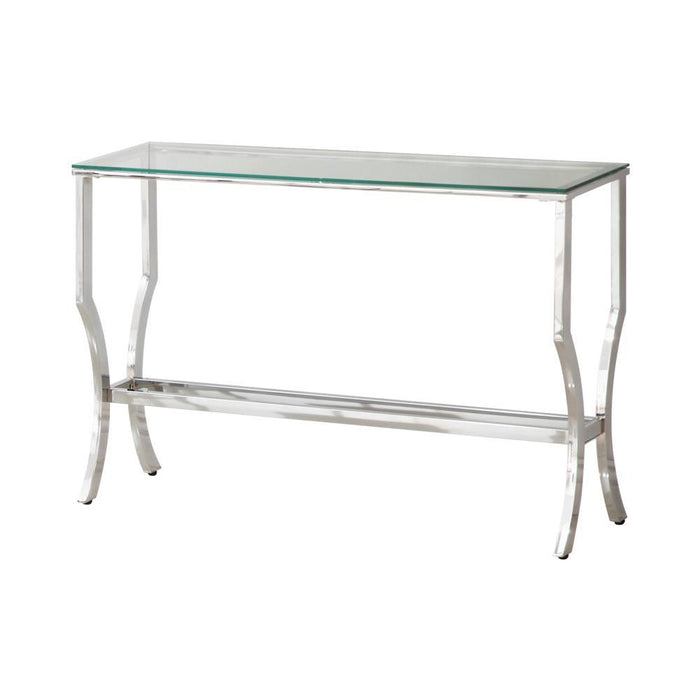 Saide Rectangular Sofa Table with Mirrored Shelf Chrome - VIP FURNITURE (NJ)