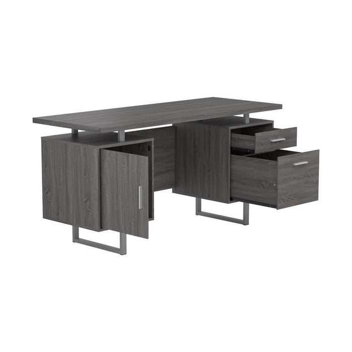 Lawtey Floating Top Office Desk Weathered Grey - VIP FURNITURE (NJ)