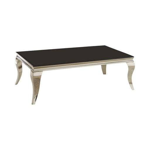 Luna Rectangular Coffee Table Chrome and Black - VIP FURNITURE (NJ)