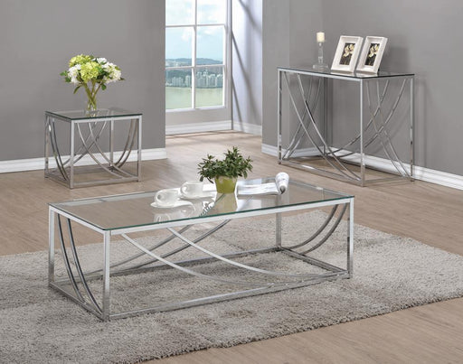 Lille Glass Top Square End Table Accents Chrome - VIP FURNITURE (NJ)