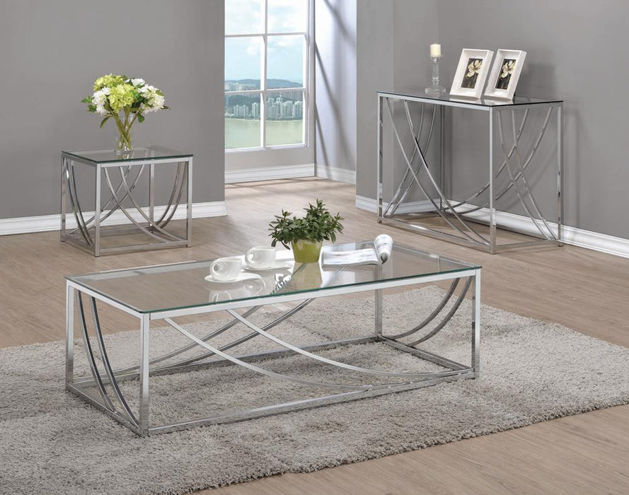 Lille Glass Top Rectangular Sofa Table Accents Chrome - VIP FURNITURE (NJ)