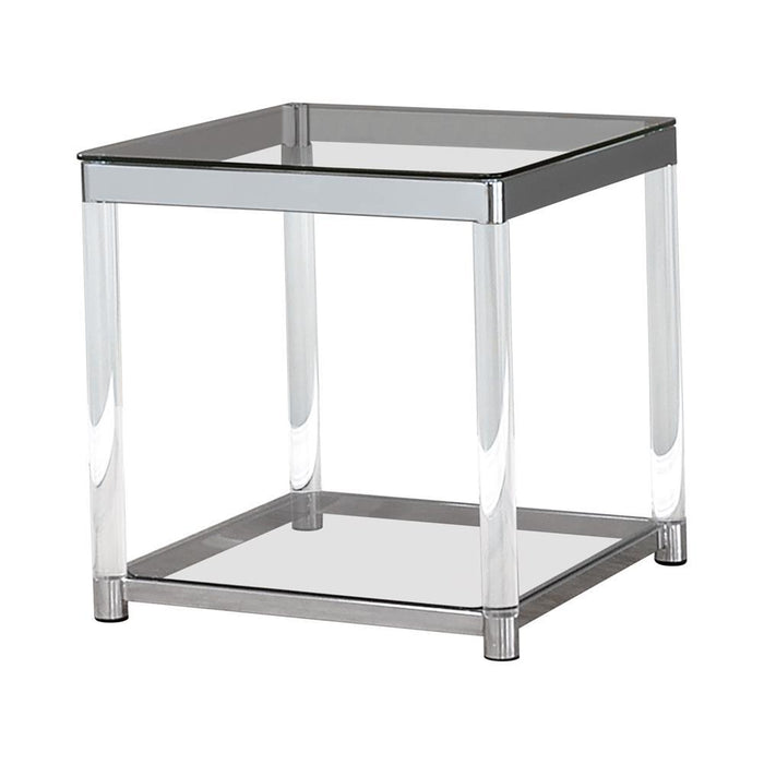 Anne End Table with Lower Shelf Chrome and Clear - VIP FURNITURE (NJ)