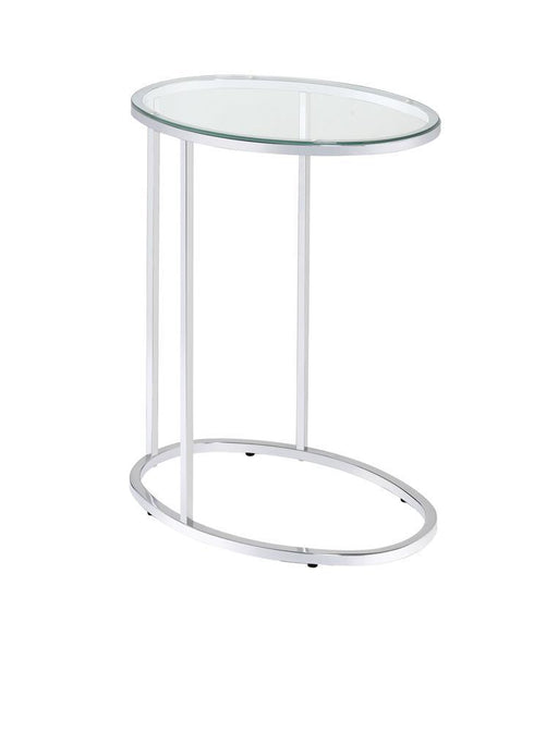 Kyle Oval Snack Table Chrome and Clear - VIP FURNITURE (NJ)