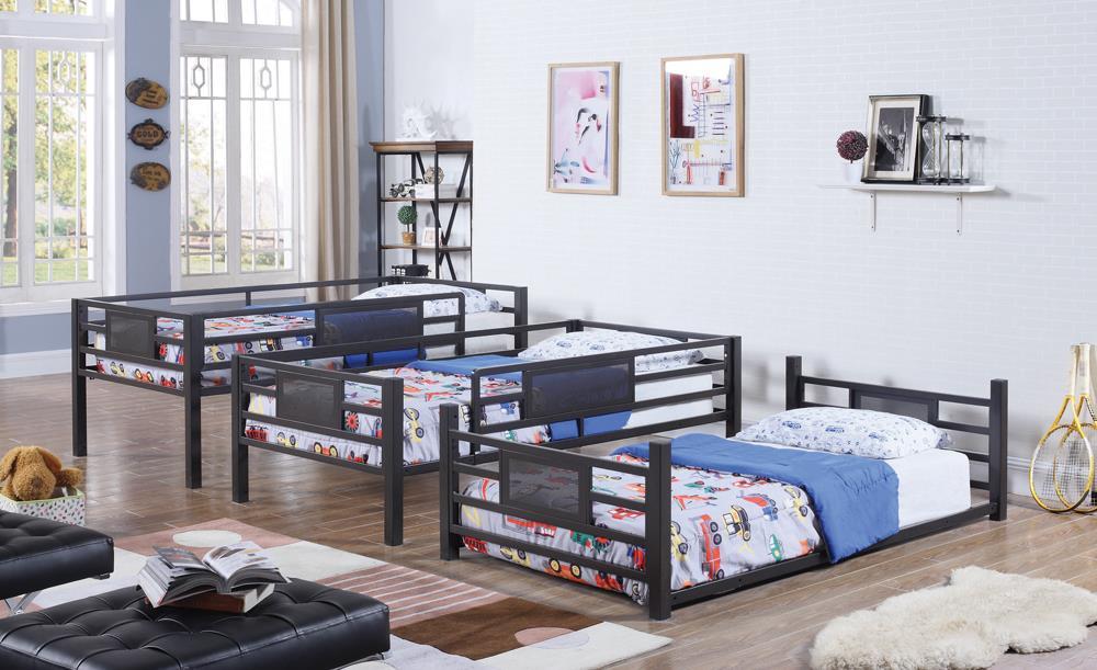 Rogen Twin Triple Bunk Bed Dark Bronze - VIP FURNITURE (NJ)