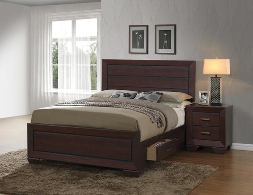 Kauffman California King Storage Bed Dark Cocoa - VIP FURNITURE (NJ)