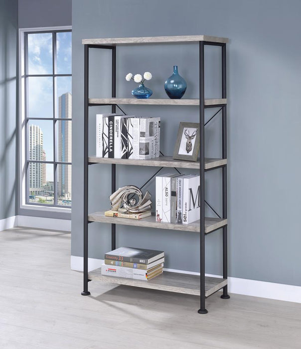 Analiese 4-shelf Open Bookcase Grey Driftwood - VIP FURNITURE (NJ)
