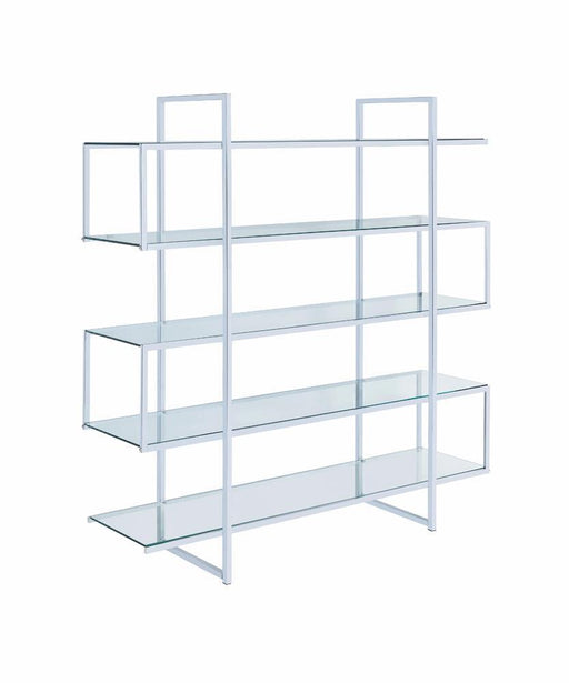 Elmer 5-shelf Bookcase Chrome and Clear - VIP FURNITURE (NJ)