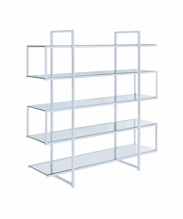 Elmer 5-shelf Bookcase Chrome and Clear - VIP FURNITURE (NJ)