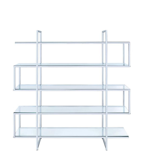Elmer 5-shelf Bookcase Chrome and Clear - VIP FURNITURE (NJ)