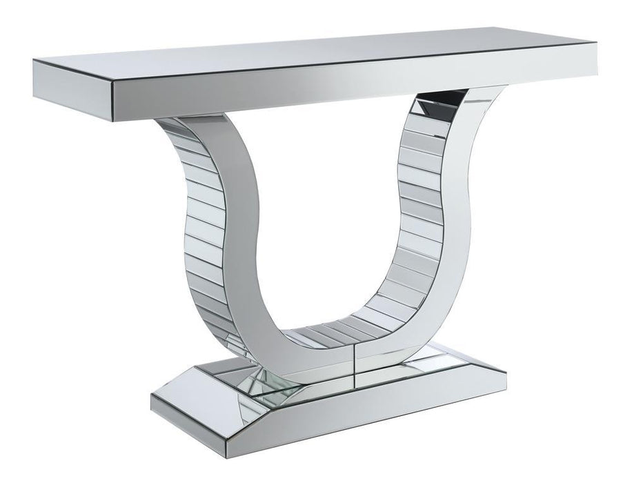 Saanvi Console Table with U-shaped Base Clear Mirror - VIP FURNITURE (NJ)
