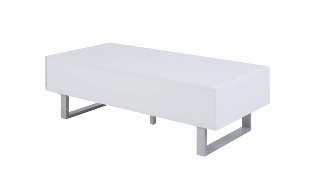Atchison 2-drawer Coffee Table High Glossy White - VIP FURNITURE (NJ)
