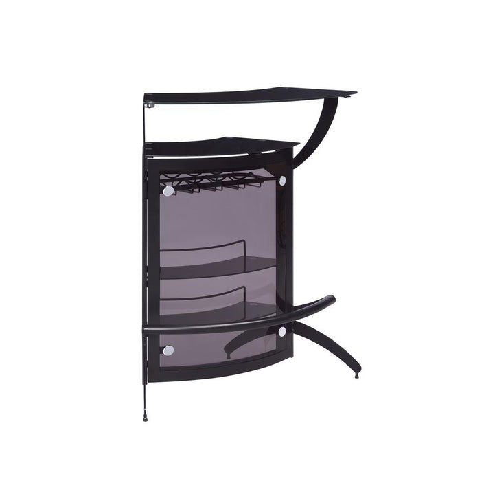 Dallas 2-shelf Home Bar Smoked and Black Glass - VIP FURNITURE (NJ)