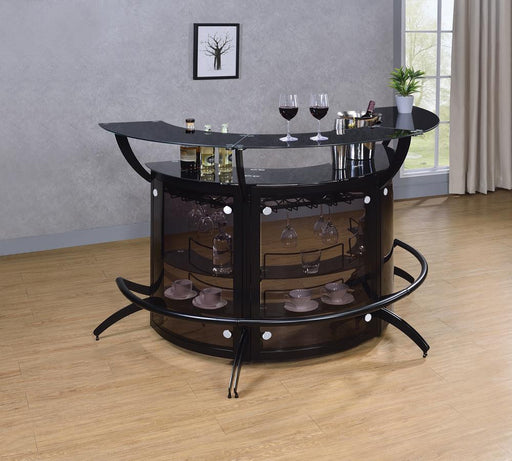 Dallas 2-shelf Home Bar Smoked and Black Glass - VIP FURNITURE (NJ)