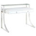 Gemma 2-drawer Writing Desk Glossy White and Chrome - VIP FURNITURE (NJ)