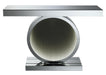 Angelonia Rectangular Console Table with Circular Base Clear Mirror - VIP FURNITURE (NJ)