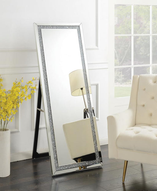 Novak Rectangular Cheval Floor Mirror Silver - VIP FURNITURE (NJ)