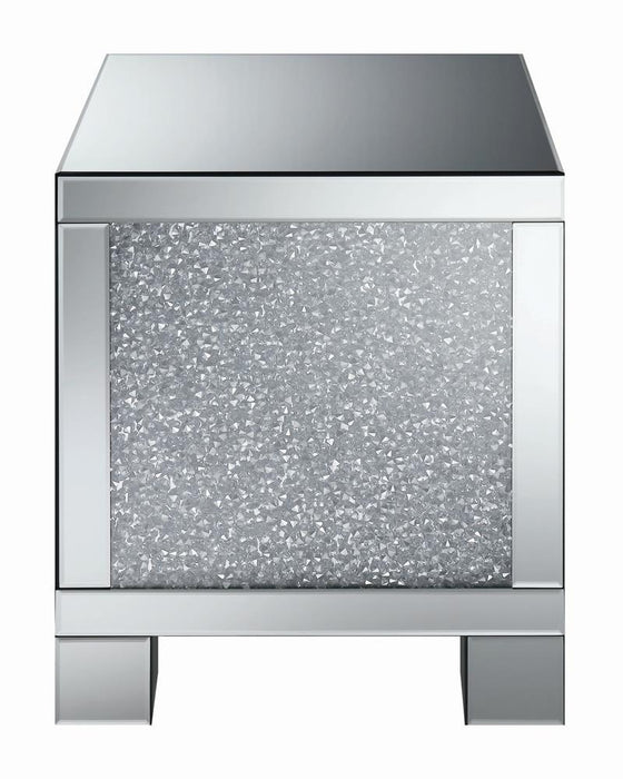 Gillian Square End Table Silver and Clear Mirror - VIP FURNITURE (NJ)