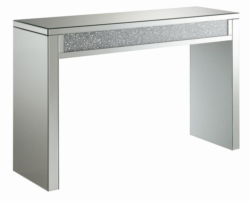Gillian Rectangular Sofa Table Silver and Clear Mirror - VIP FURNITURE (NJ)