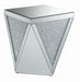 Amore Square End Table with Triangle Detailing Silver and Clear Mirror - VIP FURNITURE (NJ)