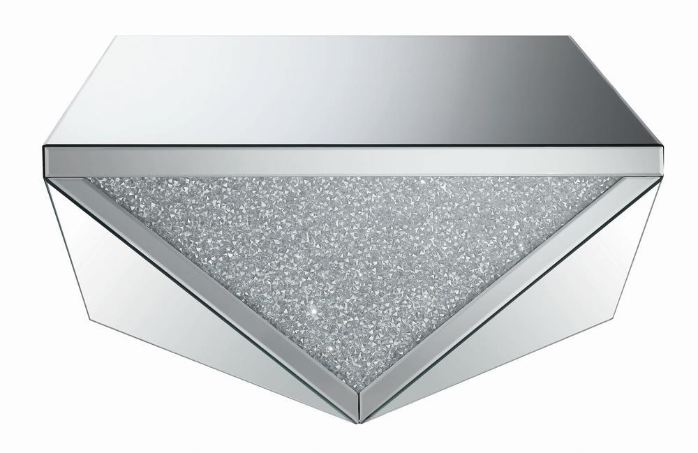 Amore Square Coffee Table with Triangle Detailing Silver and Clear Mirror - VIP FURNITURE (NJ)