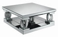 Amalia Square Coffee Table with Lower Shelf Clear Mirror - VIP FURNITURE (NJ)