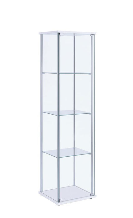 Bellatrix Rectangular 4-shelf Curio Cabinet White and Clear - VIP FURNITURE (NJ)