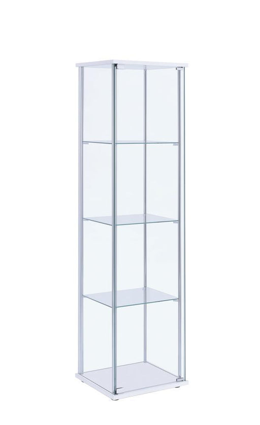 Bellatrix Rectangular 4-shelf Curio Cabinet White and Clear - VIP FURNITURE (NJ)