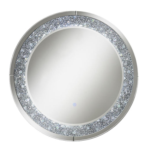 Lixue Round Wall Mirror with LED Lighting Silver - VIP FURNITURE (NJ)