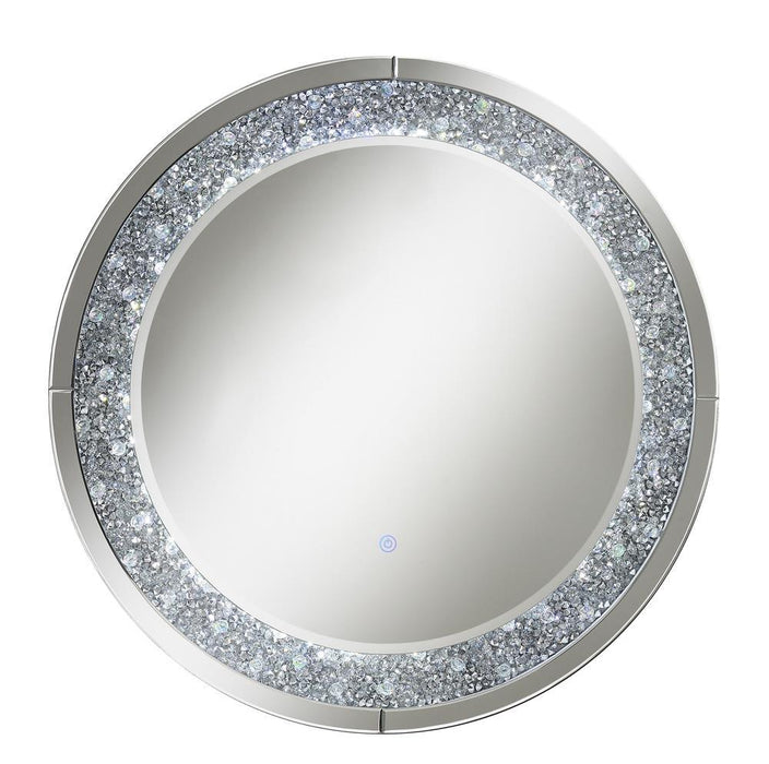 Lixue Round Wall Mirror with LED Lighting Silver - VIP FURNITURE (NJ)
