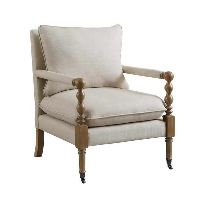 Dempsy Upholstered Accent Chair with Casters Beige - VIP FURNITURE (NJ)